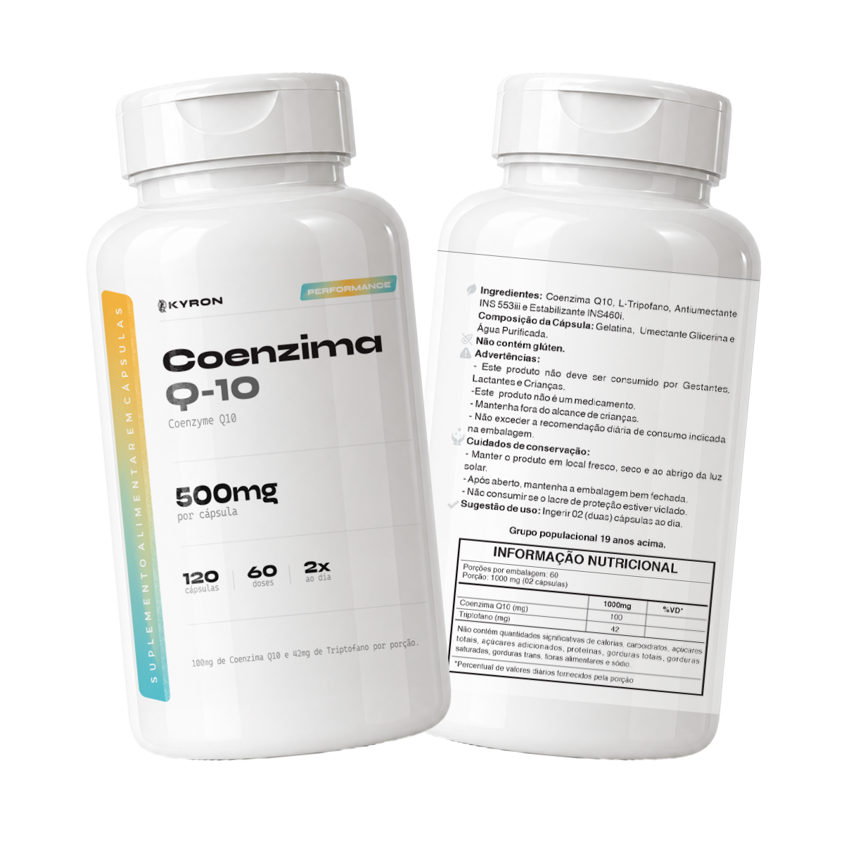 Coenzima Q10 Kyron 500mg + Triptofano 120 Cápsulas