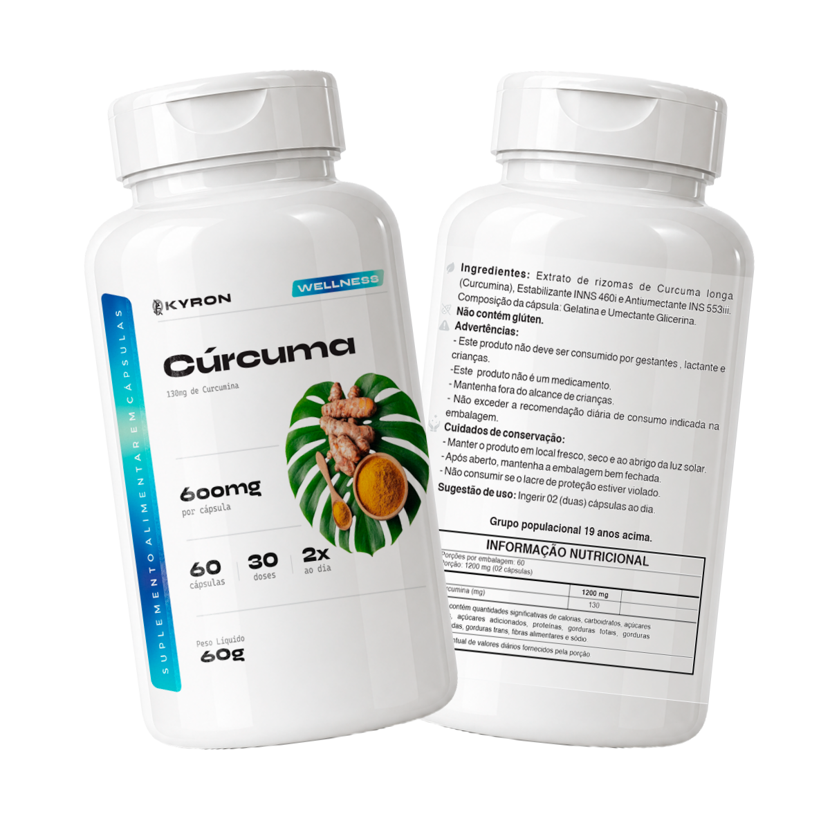 Cúrcuma 600mg Kyron 60 Caps