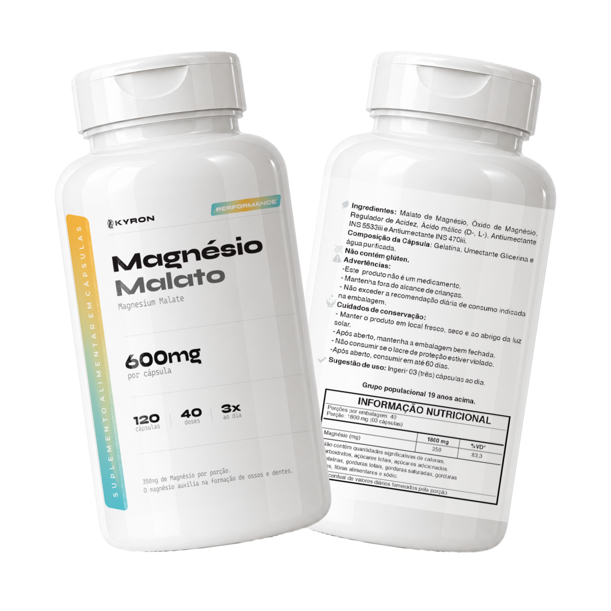 Magnésio Malato Kyron 600mg 120 Caps