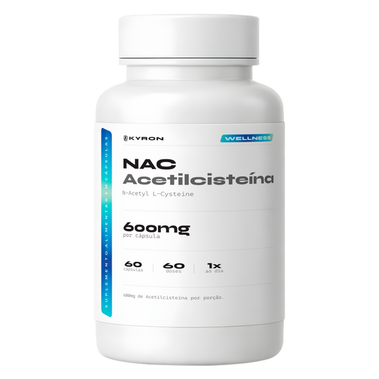 NAC Acetilcisteína Kyron 600mg 60 Cápsulas - Proteção celular e suporte antioxidante diário