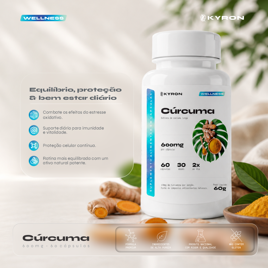 Cúrcuma 600mg Kyron 60 Caps