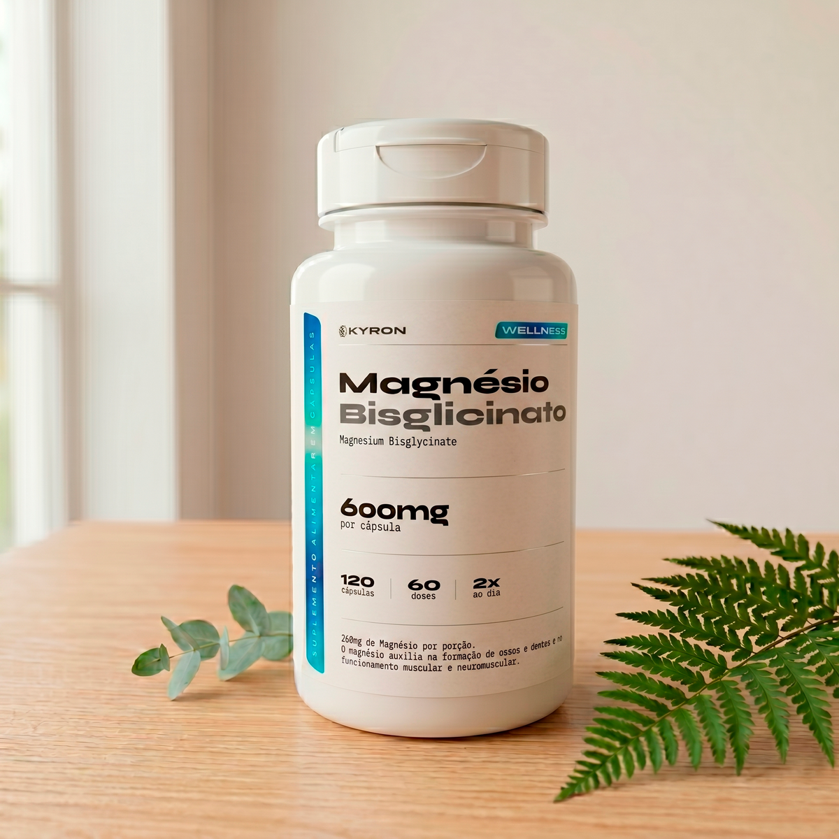 Magnésio Bisglicinato Kyron 600mg 120 Caps
