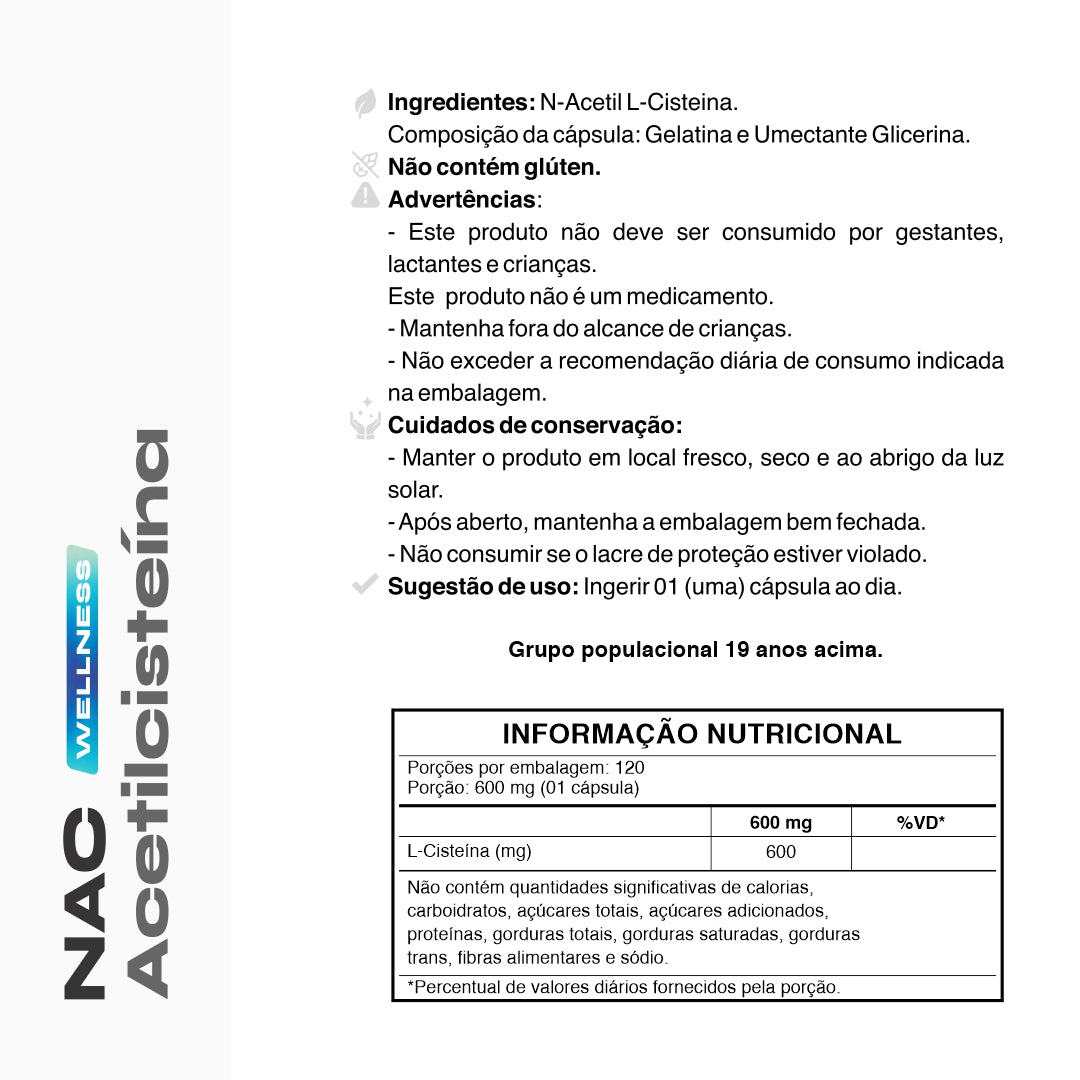 NAC Acetilcisteína Kyron 600mg 120 Caps