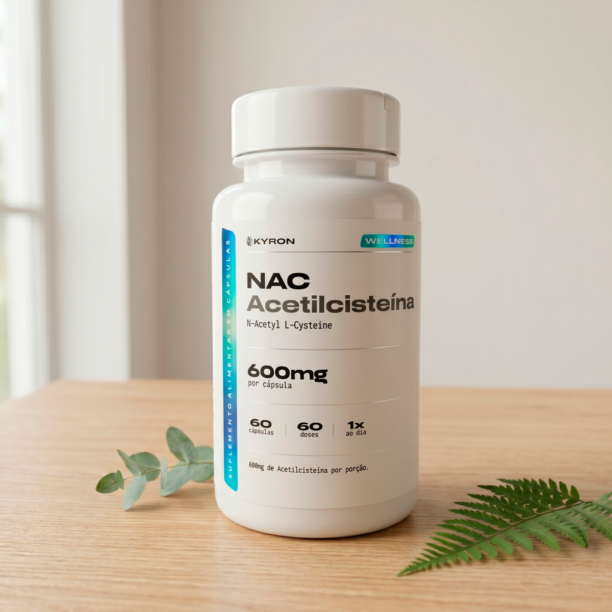 NAC Acetilcisteína Kyron 600mg 60 Caps