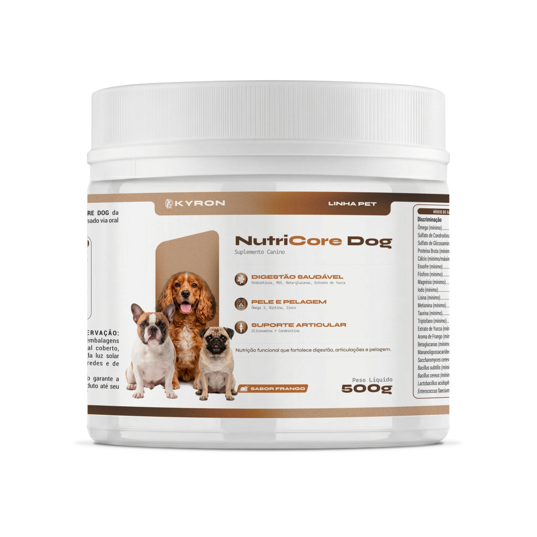 Nutricore Dog Kyron 500g - Suplemento completo para digestão, articulações e pelagem