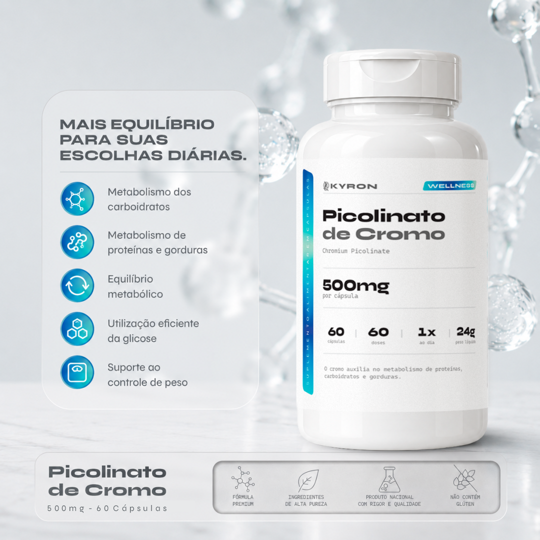 Picolinato de Cromo 500mg 60 Cápsulas